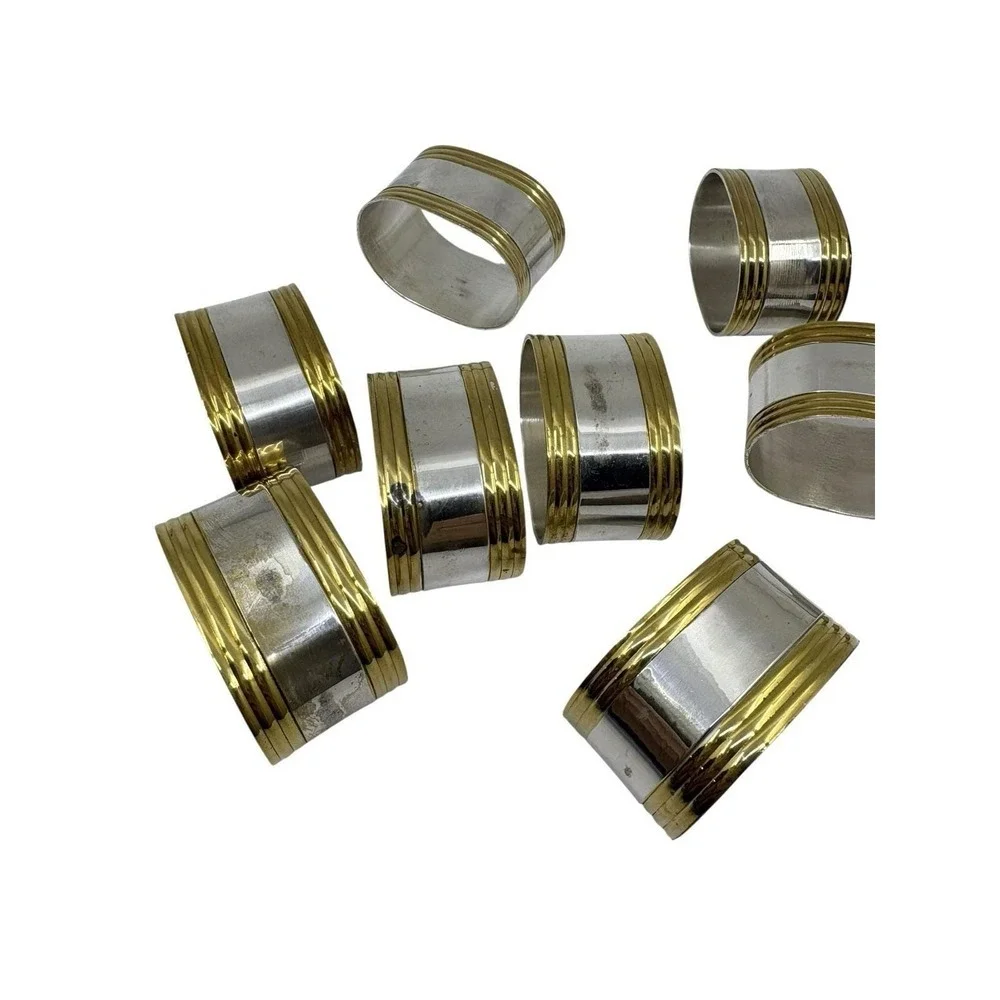 Napkin Rings Gold & Silver colored napkin rings modern set of 8‎